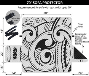 Black And White Maori Pattern Print Sofa Protector