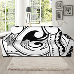 Black And White Maori Pattern Print Sofa Slipcover