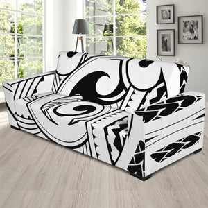 Black And White Maori Pattern Print Sofa Slipcover