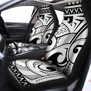 Black And White Maori Pattern Print Universal Fit Car Seat Covers