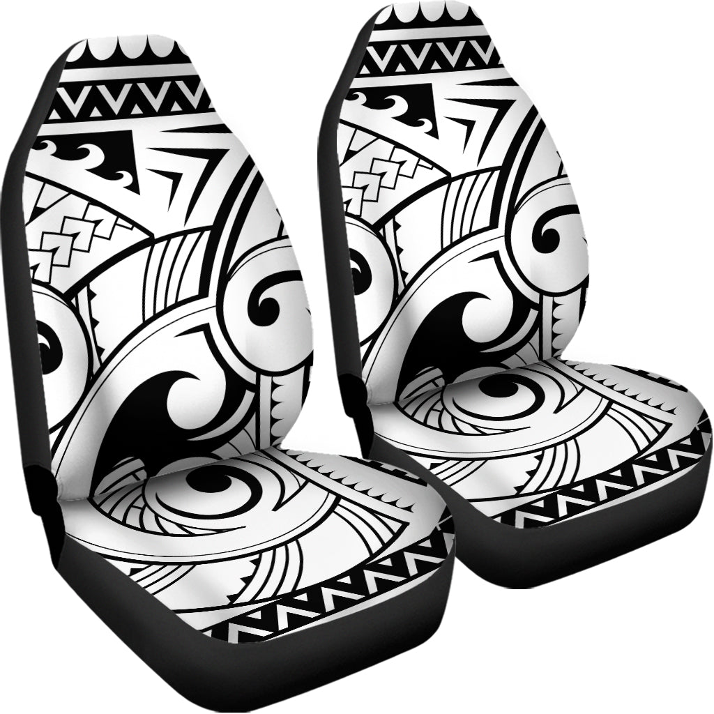 Black And White Maori Pattern Print Universal Fit Car Seat Covers