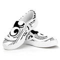 Black And White Maori Pattern Print White Slip On Sneakers