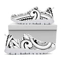 Black And White Maori Pattern Print White Running Shoes
