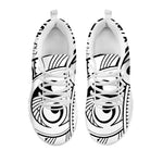 Black And White Maori Pattern Print White Sneakers