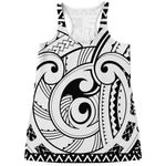 Black And White Maori Pattern Print Women's Racerback Tank Top