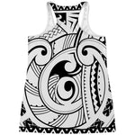 Black And White Maori Pattern Print Women's Racerback Tank Top