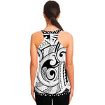Black And White Maori Pattern Print Women's Racerback Tank Top
