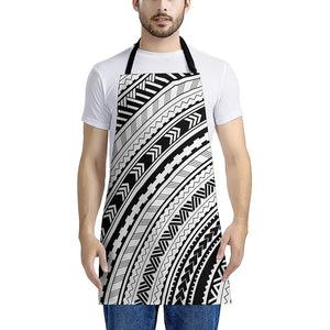 Black And White Maori Polynesian Print Apron