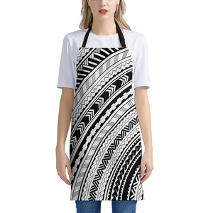 Black And White Maori Polynesian Print Apron