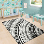 Black And White Maori Polynesian Print Area Rug