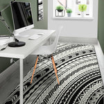 Black And White Maori Polynesian Print Area Rug