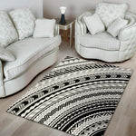 Black And White Maori Polynesian Print Area Rug