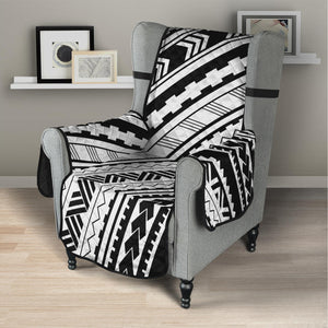 Black And White Maori Polynesian Print Armchair Protector