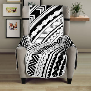 Black And White Maori Polynesian Print Armchair Protector