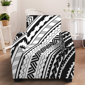 Black And White Maori Polynesian Print Armchair Slipcover