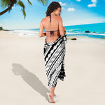 Black And White Maori Polynesian Print Beach Sarong Wrap