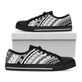 Black And White Maori Polynesian Print Black Low Top Sneakers