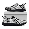 Black And White Maori Polynesian Print Black Running Shoes