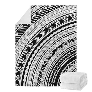 Black And White Maori Polynesian Print Blanket
