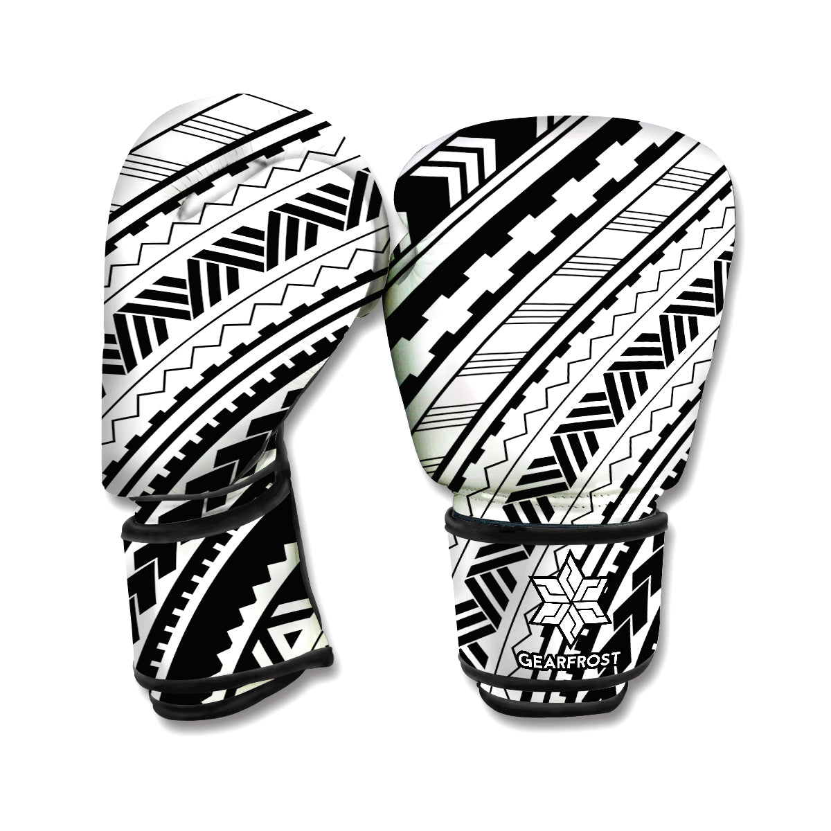 Black And White Maori Polynesian Print Boxing Gloves