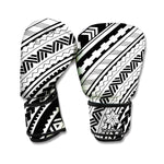 Black And White Maori Polynesian Print Boxing Gloves