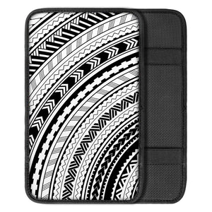 Black And White Maori Polynesian Print Car Center Console Cover