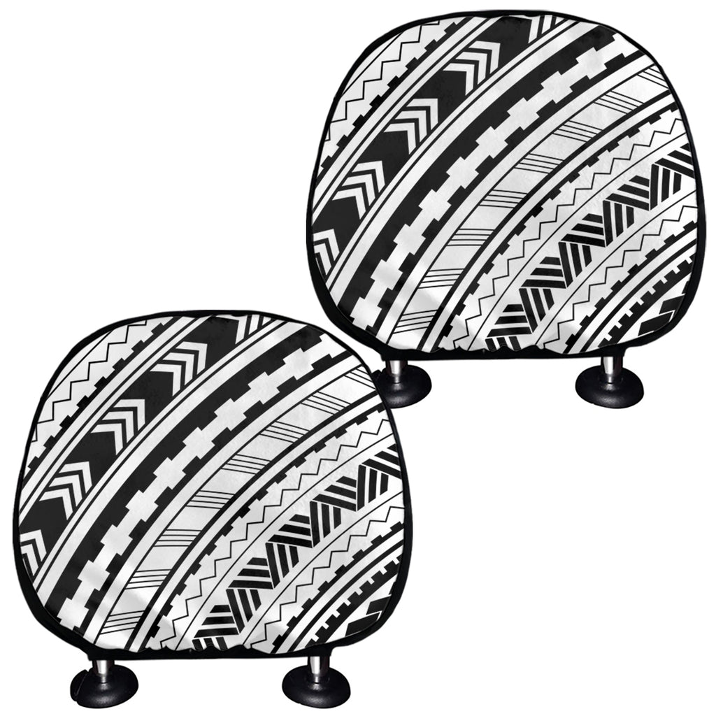 Black And White Maori Polynesian Print Car Headrest Covers