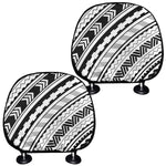 Black And White Maori Polynesian Print Car Headrest Covers