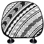 Black And White Maori Polynesian Print Car Headrest Covers