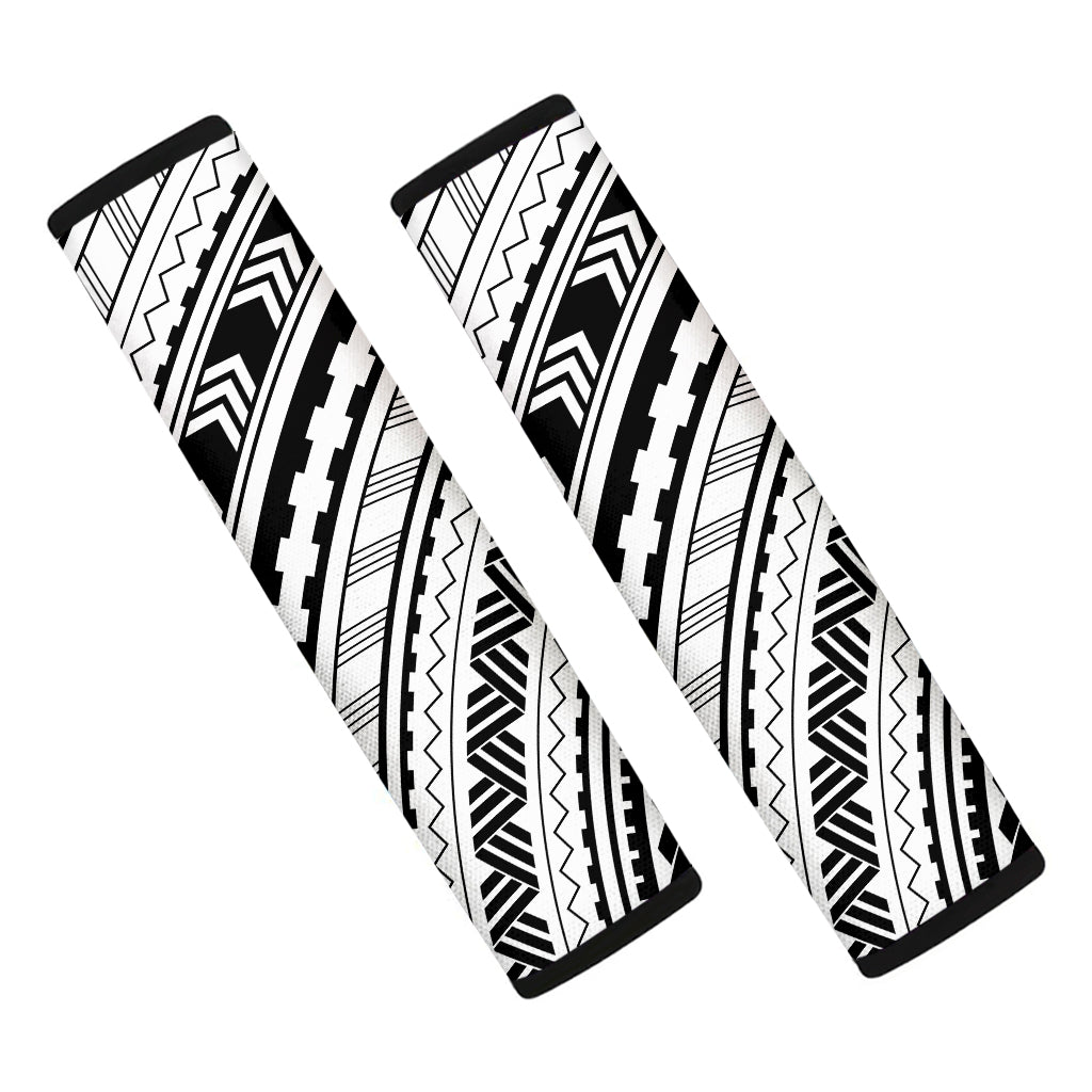 Black And White Maori Polynesian Print Car Seat Belt Covers