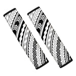 Black And White Maori Polynesian Print Car Seat Belt Covers