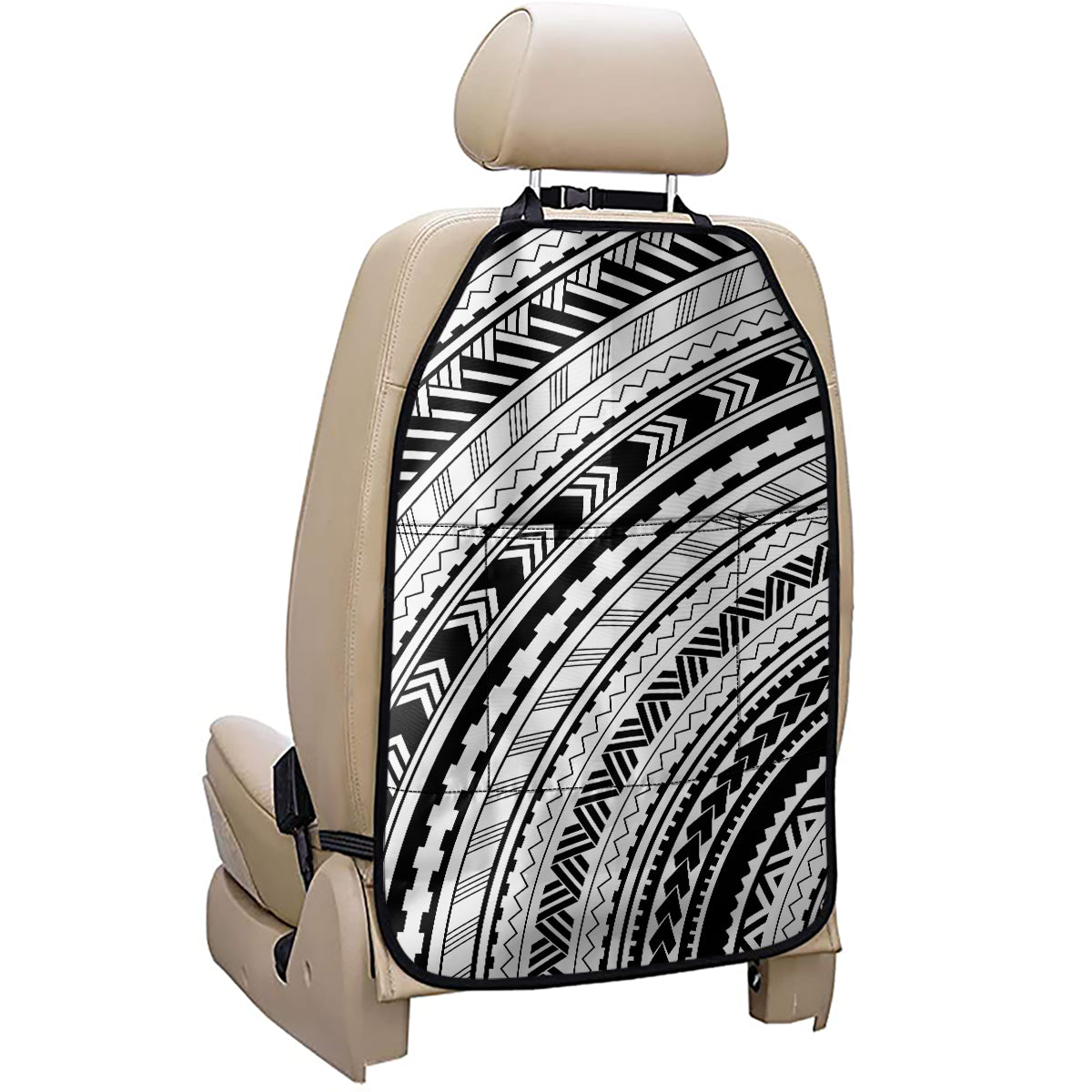 Black And White Maori Polynesian Print Car Seat Organizers