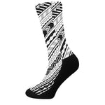 Black And White Maori Polynesian Print Crew Socks