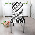 Black And White Maori Polynesian Print Dining Chair Slipcover