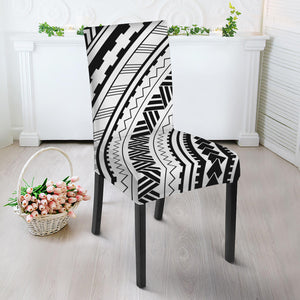 Black And White Maori Polynesian Print Dining Chair Slipcover