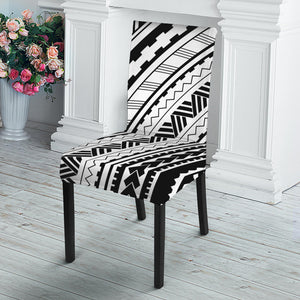 Black And White Maori Polynesian Print Dining Chair Slipcover