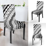 Black And White Maori Polynesian Print Dining Chair Slipcover