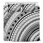 Black And White Maori Polynesian Print Duvet Cover Bedding Set