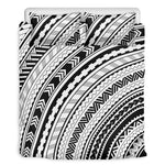 Black And White Maori Polynesian Print Duvet Cover Bedding Set