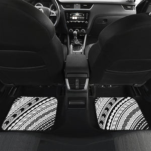 Black And White Maori Polynesian Print Front and Back Car Floor Mats