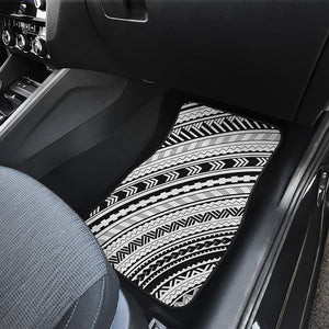 Black And White Maori Polynesian Print Front and Back Car Floor Mats