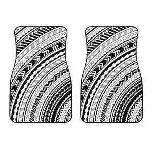 Black And White Maori Polynesian Print Front Car Floor Mats