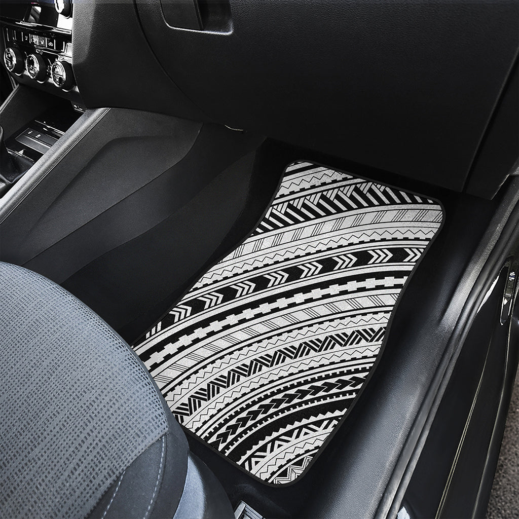 Black And White Maori Polynesian Print Front Car Floor Mats