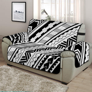 Black And White Maori Polynesian Print Half Sofa Protector