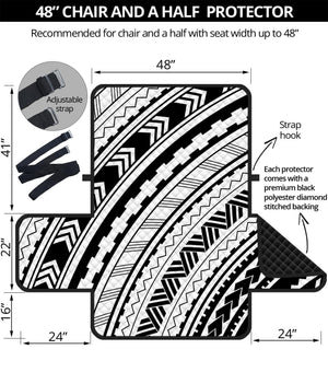 Black And White Maori Polynesian Print Half Sofa Protector