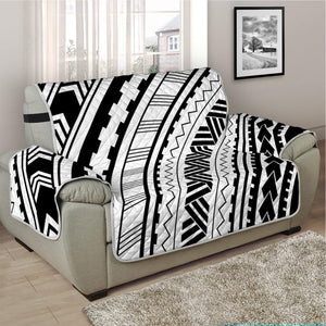 Black And White Maori Polynesian Print Half Sofa Protector