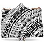 Black And White Maori Polynesian Print Hooded Blanket