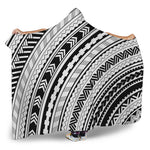 Black And White Maori Polynesian Print Hooded Blanket