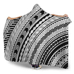 Black And White Maori Polynesian Print Hooded Blanket