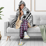 Black And White Maori Polynesian Print Hooded Blanket